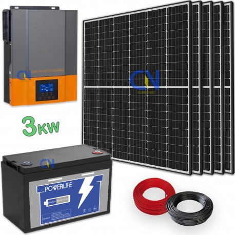 Impianto fotovoltaico 3 KW con accumulo da 5 kw litio lifepo4 ed inverter ibrido 4.5 kw Off Grid wifi