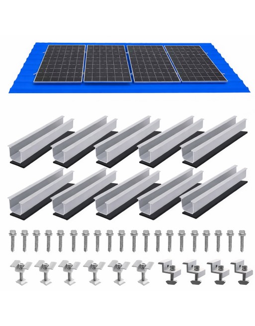 Kit di Montaggio per 4 Pannelli Fotovoltaici | Staffe, Binari e Accessori per Installazione su Tetto