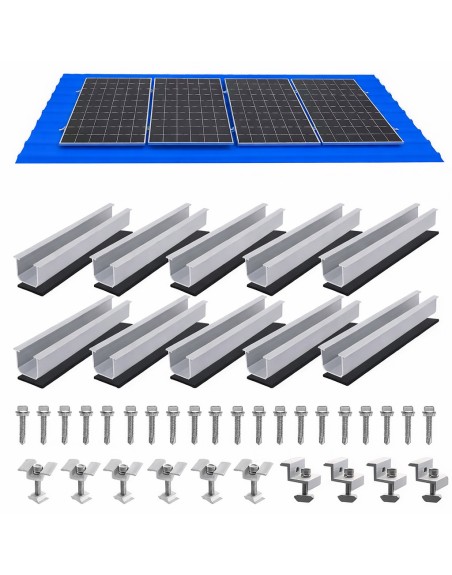 Kit di Montaggio per 4 Pannelli Fotovoltaici | Staffe, Binari e Accessori per Installazione su Tetto