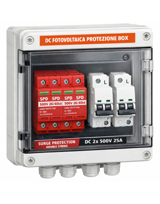 Quadro di protezione linea fotovoltaico Doppia stringa DC fino a 12kw