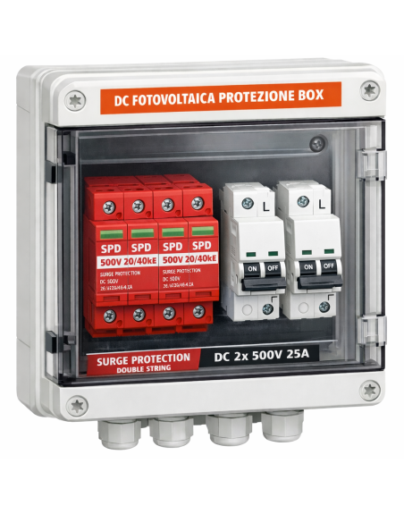 Quadro di protezione linea fotovoltaico Doppia stringa DC fino a 12kw