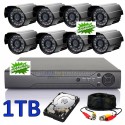 KIT 8 CANALI VIDEOSORVEGLIANZA 8 TELECAMERA INFRAROSSI DVR HARD DISK 1TB CLOUD