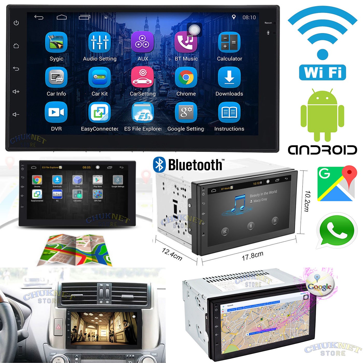 supporto stereo per auto Android 10 doppio DIN Controllo del volante Bluetooth Mirror-link Radio FM Navigazione GPS per auto universale Ossuret con touch screen da 9,7 pollici
