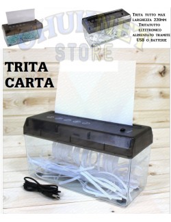 DISTRUGGI DOCUMENTI ELETTRICO TRITA FOGLI A4 CARTA LETTERE BUSTE USB AA UFFICIO TAGLIACARTA