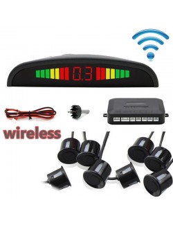 KIT 8 SENSORI DI PARCHEGGIO CON MINI DISPLAY LED WIRELESS SUONO FRESA NERI