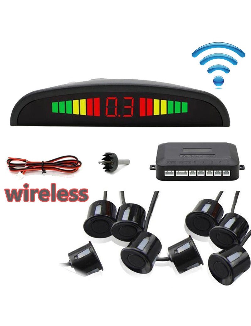 KIT 8 SENSORI DI PARCHEGGIO WIFI CON MINI DISPLAY LED WIRELESS SUONO