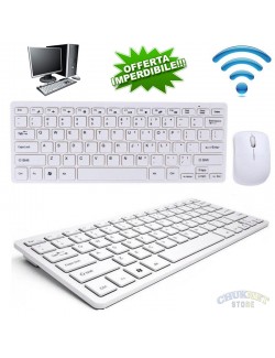 KIT MOUSE E TASTIERA WIRELESS 2.4GHz PER PC COMPUTER WIFI KEYBOARD SENZA FILI