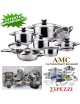 BATTERIA SET PENTOLE PADELLE TEGAMI AMC INDUZIONE ANTIADERENTE ACCIAIO INOX 23 PEZZI COPERCHI