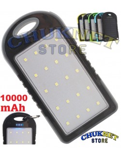 POWER BANK CARICATORE CELLULARE PANNELLO ENERGIA SOLARE IMPERMEABILE 10000 mAh BATTERIA ESTERNA CARICABATTERIE USB