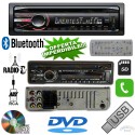 AUTORADIO 1DIN CD DVD MP3 AUX USB SD VIVAVOCE BLUETOOTH STEREO AUTO LETTORE 52W X4 FRONTALINO ESTRAIBILE