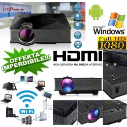 PROIETTORE WIFI ANDROID 1080P HD VIDEOPROIETTORE SD USB VGA HDMI LUMENS LED IOS WINDOWS