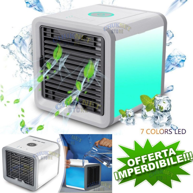 MINI CONDIZIONATORE PORTATILE VENTILATORE CLIMATIZZATORE UMIDIFICATORE  ACQUA LED COOL DOWN CASA AUTO CAMPER - Chuknet Store