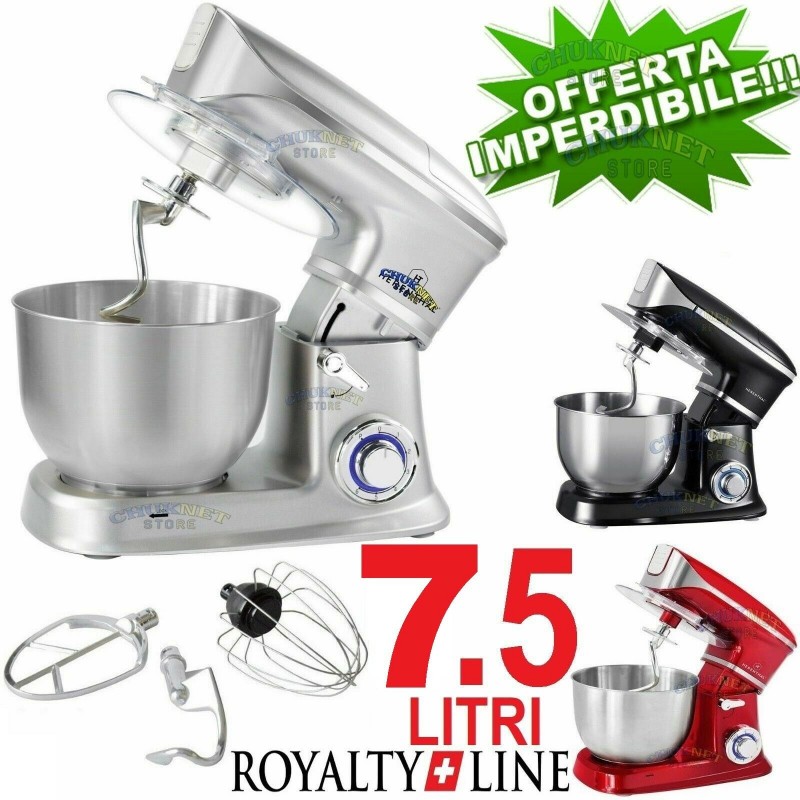 IMPASTATRICE PLANETARIA 7,5L ROBOT DA CUCINA PROFESSIONALE 2100W MIXER  ACCIAIO