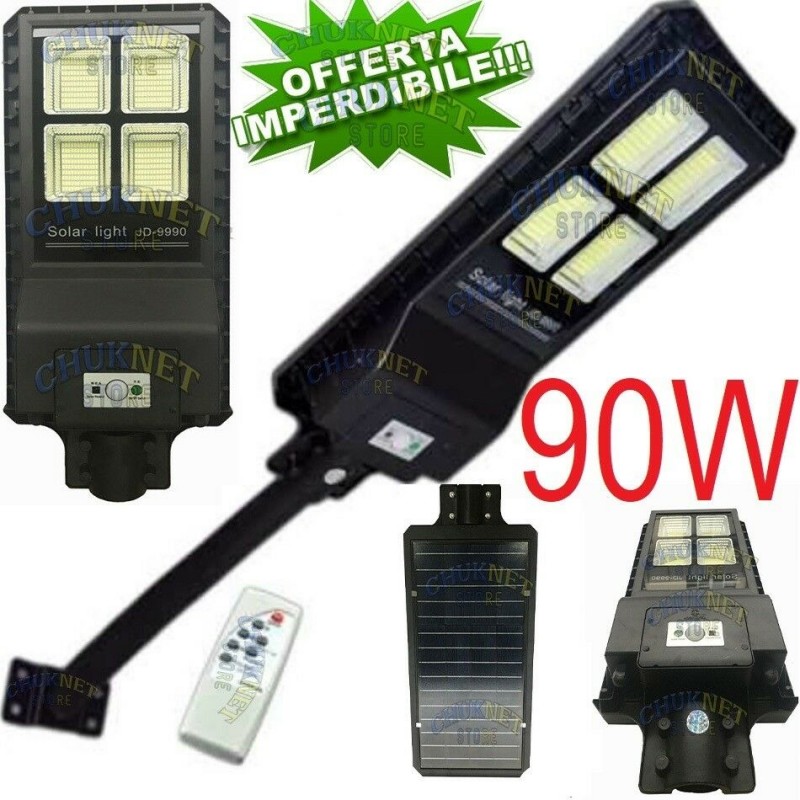 FARO LED LAMPIONE STRADALE 200w CON PANNELLO SOLARE STAFFA E TELECOMANDO –  M&P Megastore