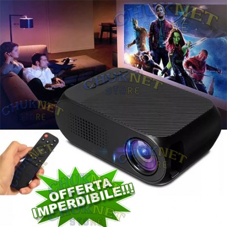 VIDEO PROIETTORE FULL HD 1080P CINEMA CASA PC TV USB 600LM LED MINI