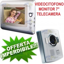 KIT VIDEOCITOFONO CITOFONO CON MONITOR 7" LCD TELECAMERA MONOFAMILIARE REGISTRA