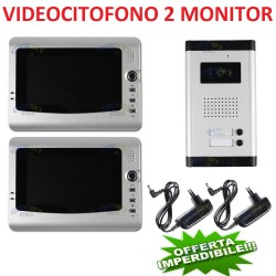 KIT VIDEOCITOFONO BIFAMILIARE TELECAMERA 2 MONITOR 7" VIDEO CITOFONO FAMILIARE