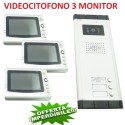 KIT VIDEOCITOFONO TRIFAMILIARE TELECAMERA 3 MONITOR 7" VIDEO CITOFONO FAMILIARE