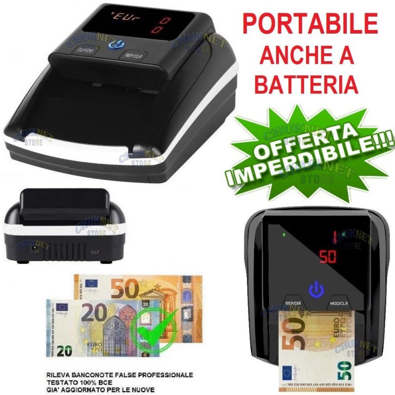 RILEVATORE BANCONOTE RILEVA CONTA SOLDI EURO FALSI PORTATILE USB