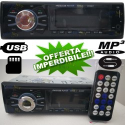 AUTORADIO 1DIN USB SD AUX RADIO 65W X4 FM STEREO LETTORE MP3 PLAYER TELECOMANDO