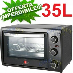 FORNO ELETTRICO VENTILATO 35 LITRI 1500W FORNETTO STATICO TIMER GRIGLIA ACCIAIO