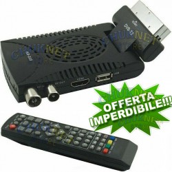 DECODER MINI DIGITALE TERRESTRE DVB T2 SCART USB HDMI HD PRESA SCART TELECOMANDO