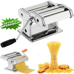 MACCHINA PER LA PASTA FRESCA SFOGLIATRICE CUCINA CASA ACCIAIO INOX ARGENTO MANO