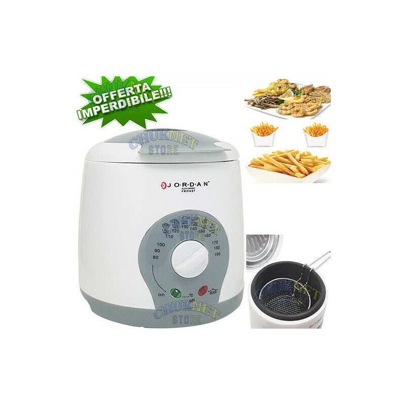 MINI FRIGGITRICE ELETTRICA OLIO FRIGGE CUOCE 1L 800W FRITTURA CESTELLO  ACCIAIO - Chuknet Store