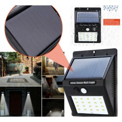 FARO A LED CON PANNELLO SOLARE SENSORE MOVIMENTO CREPUSCOLARE FARETTO ESTERNO