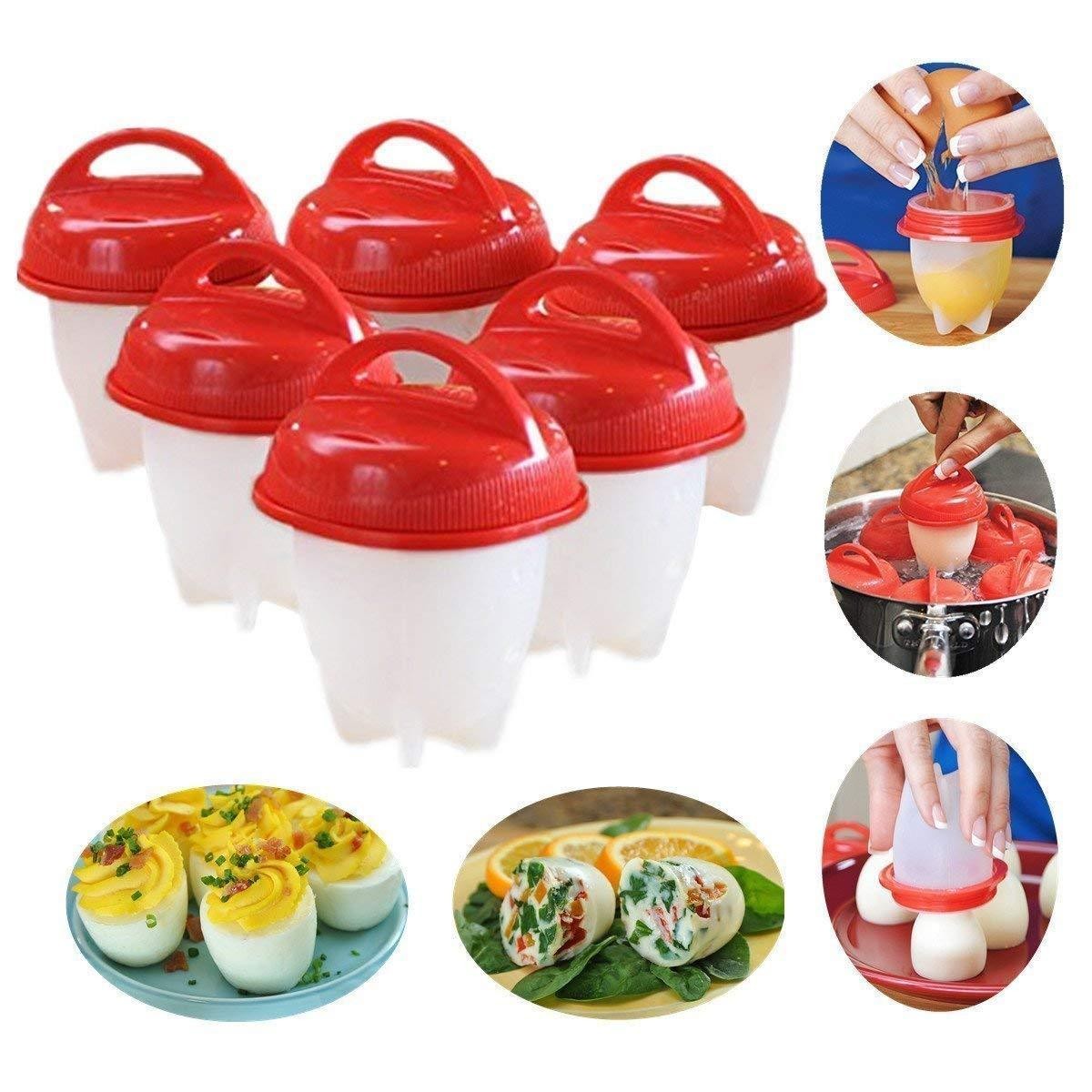 Silicone Cuociuova Bolli Uova Fornello in Camicia Antiaderente Casa e Cucina Accessori per Uova Sode Egg Cooker BPA Free Cuociuova in silicone,8 PCS Cuoci Uova Sode Senza Guscio Stampo Uova Sode 