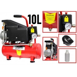 COMPRESSORE ARIA A CILINDRO SERBATOIO 10 LITRI MOTORE 1 HP 8 BAR MANOMETRO 10LT