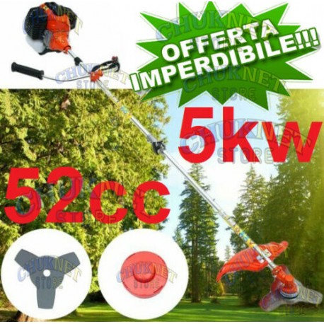 DECESPUGLIATORE TAGLIAERBA TAGLIABORDI MANUBRIO 52CC MOTORE 2 TEMPI SCOPPIO 5KW