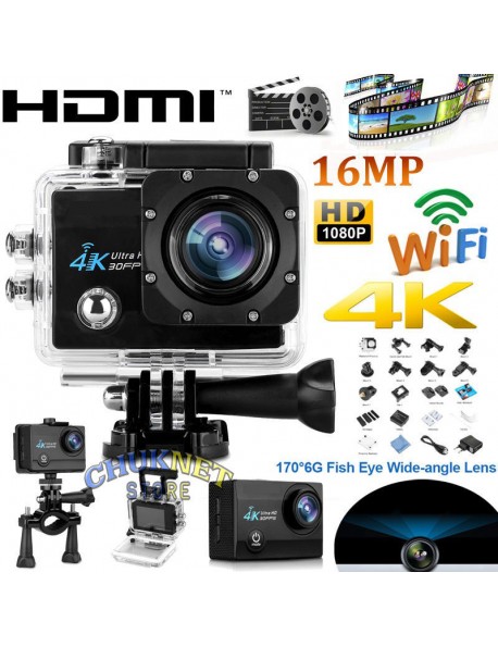 Came Pro Cam 4K SPORT WIFI ACTION CAMERA ULTRA HD VIDEOCAMERA SUBACQUEA GOPRO 16MP .. 