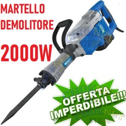 MARTELLO DEMOLITORE PNEUMATICO PERFORATORE 2000W VERTICALE 95MM VALIGIA