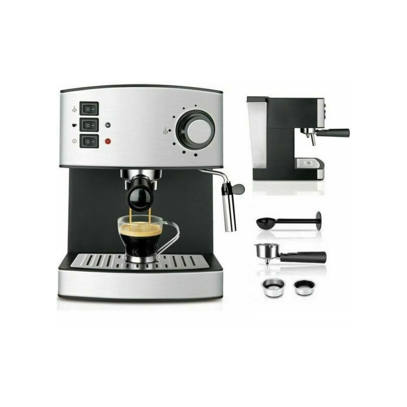 MACCHINA PER CAFFE ESPRESSO E CAPPUCCINO HOOMEI 850 W AUTOMATICA  PROFESSIONALE CAFFE' BAR MACINATO CIALDE DUE TAZZE