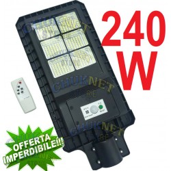 LAMPIONE STRADALE 240W FOTOVOLTAICO PANNELLO SOLARE FARO LED TELECOMANDO ESTERNO