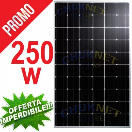 PANNELLO 250W ENERGIA SOLARE FOTOVOLTAICO MONOCRISTALLINO IMPIANTO CASA BAITA CAMPER