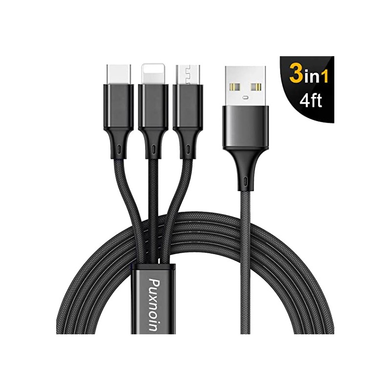 CAVO DI RICARICA MULTIPLO IPHONE LIGHTNING USB TIPO C MICRO USB