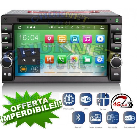 AUTORADIO STEREO 6.2 GPS NAVIGATORE DVR CD DVD 2DIN MAPPE SD USB HD BLUETOOTH AUTO WIFI