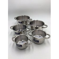 BATTERIA CASSERUOLE PENTOLE PADELLE 5 PEZZI ACCIAIO INOX BAVARIA ANTIADERENTE INDUZIONE