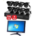 KIT VIDEOSORVEGLIANZA 8 CANALI TELECAMERA INFRAROSSI MONITOR 10