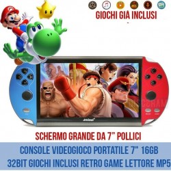 CONSOLE VIDEOGIOCO PORTATILE 7" 16GB 32BIT GIOCHI INCLUSI RETRO PS GAME LETTORE MP5 TV E-BOOK MUSICA SWITCH