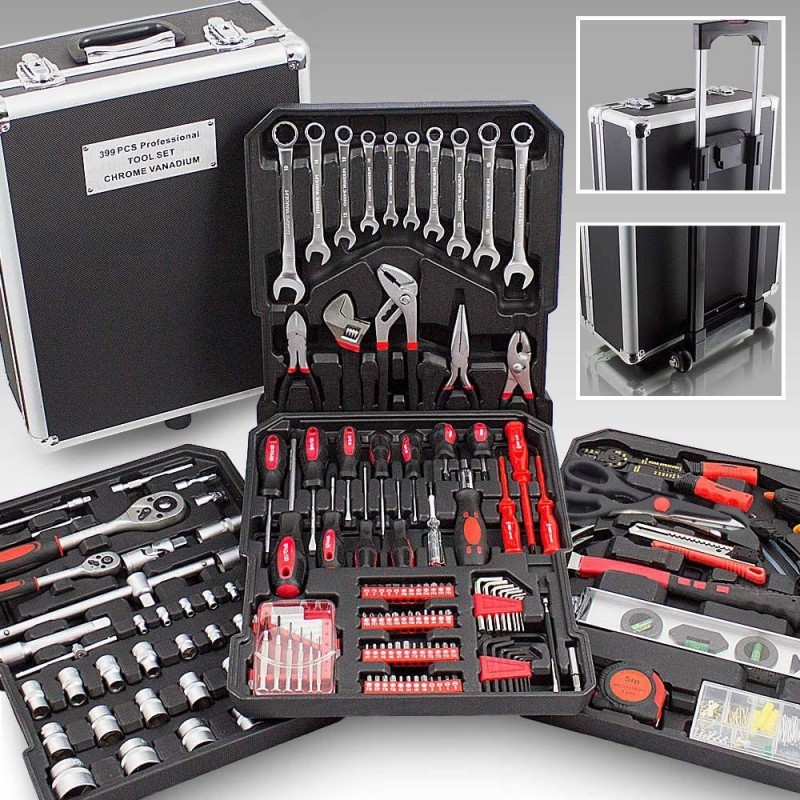 SET 186 ATTREZZI DA LAVORO VALIGIA CASSETTA COMPLETA TROLLEY KIT UTENSILI -  Chuknet Store