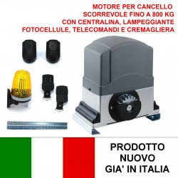 MOTORE CANCELLO SCORREVOLE 800 KG KIT AUTOMAZIONE 500W CENTRALINA APRICANCELLO