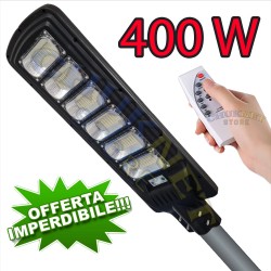 LAMPIONE STRADALE PANNELLO ENERGIA SOLARE FARO FOTOVOLTAICO ESTERNO 400W LED LUCE TELECOMANDO