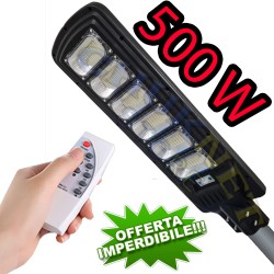 LAMPIONE STRADALE PANNELLO ENERGIA SOLARE FARO FOTOVOLTAICO ESTERNO 500W LED LUCE TELECOMANDO