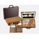 SET COLTELLI FORCHETTE UTENSILI DA CUCINA 25 PEZZI VALIGIA IN PELLE ACCIAIO INOX ANTIADERENTE