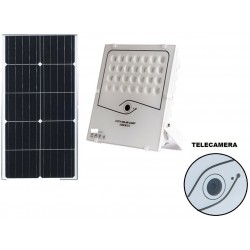 FARO FARETTO 150W LED TELECAMERA INTEGRATA WIFI PANNELLO ENERGIA SOLARE FOTOVOLTAICO CREPUSCOLARE BATTERIA