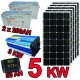 KIT FOTOVOLTAICO 5KW GIORNALIERO INVERTER 3000W PANNELLO ENERGIA BATTERIA 400AH