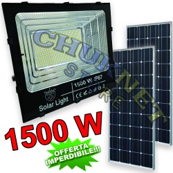 FARO FARETTO 1500W LED PANNELLO ENERGIA SOLARE FOTOVOLTAICO CREPUSCOLARE BATTERIA